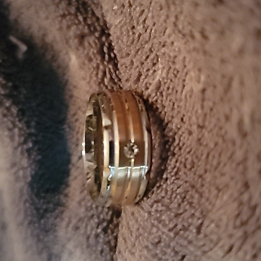Stainless and Gold with CZ Band Size 7